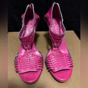 Cole Haan Leather Pink Heels~  3 1/2. Narrow Width.